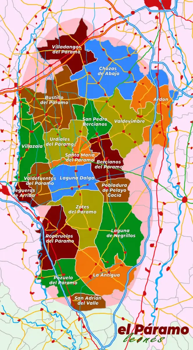 Mapa Municipios de El Páramo Leonés